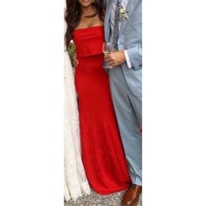 Elegant red dress with train